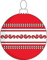 rot und Weiß Streifen Filigran Weihnachten Ball eben Symbol. vektor