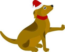 Illustration von Santa Hut tragen Hund braun Symbol. vektor