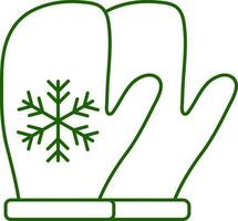 Schneeflocke Fäustlinge Symbol im Grün und Weiß Farbe. vektor