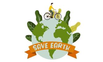 rädda jorden illustration med gå grön livsstil vektor