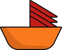 Chinesisch segeln Boot Symbol im rot und Orange Farbe. vektor