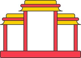 kinesisk båge dörr eller Port ikon i röd och gul Färg. vektor