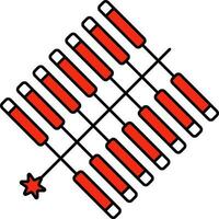 Verbrennung Zeichenfolge Feuerwerkskörper rot und Weiß Symbol oder Symbol. vektor
