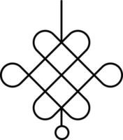 schwarz Gliederung Illustration von Chinesisch Knoten Symbol. vektor