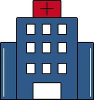 Krankenhaus Gebäude Blau und rot Symbol im eben Stil. vektor