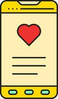 färgrik kärlek symbol i smartphone ikon. vektor