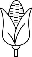 schwarz Linie Kunst von Mais Pflanze Symbol. vektor