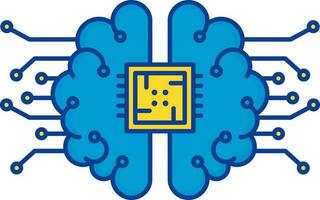 Blau und Gelb Steckdose Gehirn eben Symbol. vektor