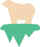platt stil polär Björn stående på is ikon i persika och grön Färg. vektor