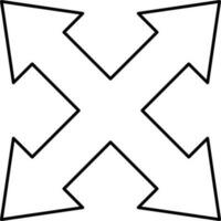 vier Richtung Pfeil Symbol im schwarz Umriss. vektor