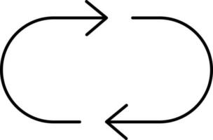 Oval drehen Pfeil Symbol im schwarz Linie Kunst. vektor