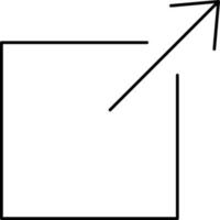 Box mit Ecke Pfeil Symbol im schwarz dünn Linie Kunst. vektor
