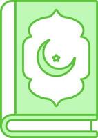 quran bok ikon i vit och grön Färg. vektor