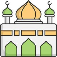 Grün und Gelb Illustration von Moschee Symbol auf Weiß Hintergrund. vektor