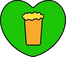 kärlek öl ikon eller symbol i gul och grön Färg. vektor