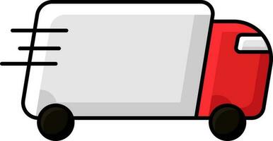 isolerat röd och vit leverans lastbil platt ikon. vektor