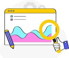 Vektor Illustration von suchen wellig Infografik Diagramm auf Weiß Hintergrund.