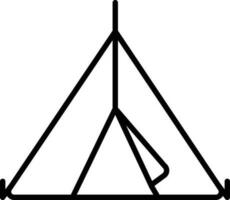 schwarz dünn Linie Kunst Zelt Symbol oder Symbol. vektor