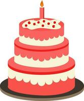 dekorativ 3-stufig Kuchen Symbol im rot und Weiß Farbe. vektor