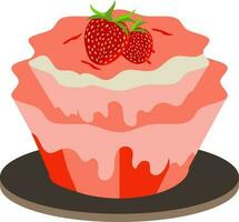 Erdbeere Cupcake Symbol auf schwarz Platte. vektor