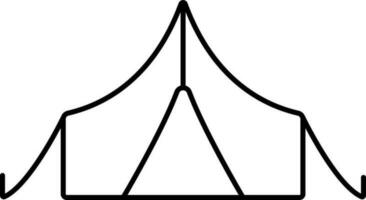 schwarz dünn Linie Kunst Zelt Symbol oder Symbol. vektor