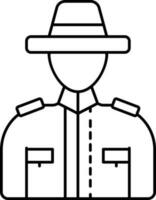 gesichtslos kanadisch Polizist Karikatur Charakter Symbol im schwarz Linie Kunst. vektor