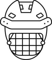 Eishockey Helm schwarz Linie Kunst Symbol. vektor