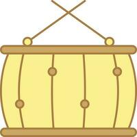 Kreuz Stock auf Schlinge Trommel Symbol im Gelb und braun Farbe. vektor