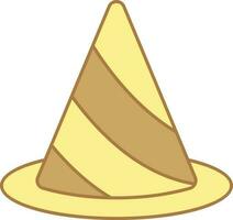 Streifen Party Hut Gelb und braun Symbol. vektor