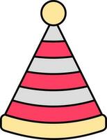 dreifarbig Party Hut Symbol im eben Stil. vektor