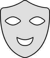 grau glücklich Maske Symbol im eben Stil. vektor