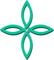 blaugrün dreieckig Blume keltisch Symbol im eben Stil. vektor