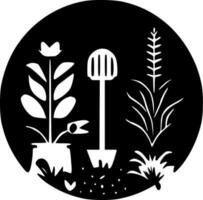 Gartenarbeit - - minimalistisch und eben Logo - - Vektor Illustration