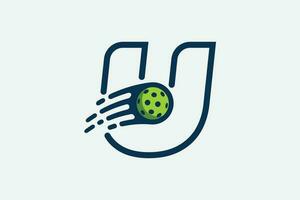 Pickleball Logo mit ein Kombination von Brief u und ein ziehen um Ball im Linie Stil zum irgendein Geschäft insbesondere Pickleball Geschäfte, Pickleball Ausbildung, Vereine, usw. vektor