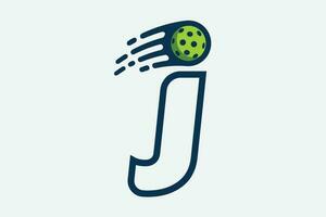 Pickleball Logo mit ein Kombination von Brief j und ein ziehen um Ball im Linie Stil zum irgendein Geschäft insbesondere Pickleball Geschäfte, Pickleball Ausbildung, Vereine, usw. vektor
