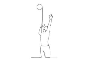 ein Junge spielen Volleyball beiläufig vektor