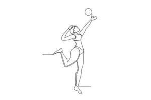 en kvinna spelar volleyboll vektor
