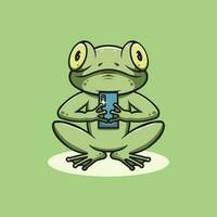 süß Frosch nehmen ein Foto Karikatur Illustration vektor