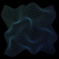 verzerrt Neon- Gitter Muster. Drahtmodell Welle Geometrie Netz. verzogen Gittergewebe Textur. gebogen Gittergewebe Elemente. Vektor Illustration