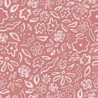 retro nahtlos Muster mit skizziert Blumen- Elemente auf Rosa Hintergrund. gut zum Drucke, Hintergrund, Kindergarten Textil, Scrapbooking, stationär, Verpackung Papier. eps 10 vektor