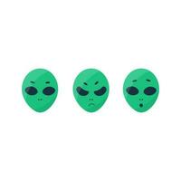 Außerirdischer UFO kosmisch Emotionen Gesichter Traurigkeit Freude vektor