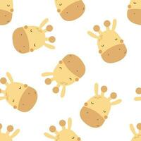 sömlös mönster med tecknad serie giraff. färgrik vektor för ungar. hand teckning, platt stil. bebis design för tyg, skriva ut, textil, omslag
