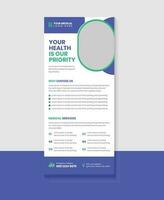 medicinsk hälsa vård kuggstång kort eller dl flygblad eller baner layout vektor
