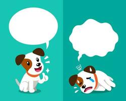 Vektor Karikatur Charakter Jack Russell Terrier Hund ausdrücken anders Emotionen mit Rede Luftblasen
