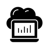 Diagramm im Laptop mit Wolke zeigen Konzept Vektor von Wolke Analytik im modern Stil