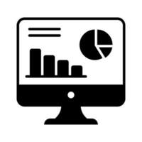 Bar Diagramm und Kuchen Diagramm auf Monitor Anzeige bezeichnet Vektor von Daten Analytik