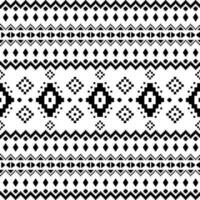 geometrisch nahtlos ethnisch Muster im einheimisch Stammes- Stil. Pixel Muster mit einheimisch amerikanisch Motiv. schwarz und Weiß Farben. Design zum Textil, Stoff, Kleidung, Vorhang, Teppich, Ornament, Hintergrund. vektor