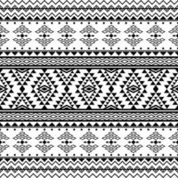 aztec etnisk stam- sömlös mönster med geometrisk former i svart och vit Färg. design för textil, tyg, kläder, ridå, matta, batik, prydnad, tapet, bakgrund, omslag, papper. vektor
