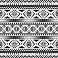 sömlös inföding mönster med unik stam- bakgrund design. aztec navajo etnisk stil. svart och vit färger. design för textil, tyg, ridå, matta, batik, prydnad, bakgrund, omslag. vektor