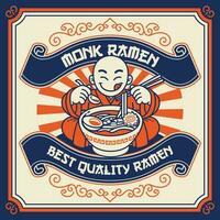 Mönch Ramen Nudel Jahrgang Design vektor